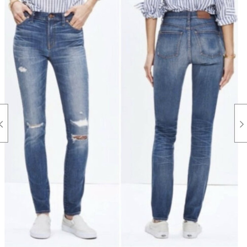 Madewell Jeans 9” High Riser Skinny Jeans Destroyed Size 39